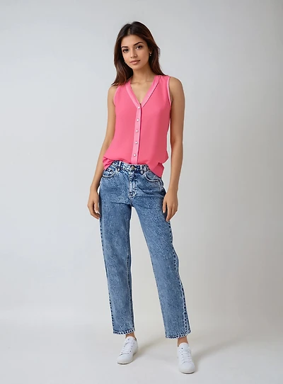 VERA | Button Up Sleeveless Top