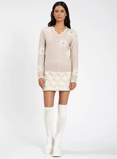 NYRAH| V-Neck Long-Sleeve Floral Sweater