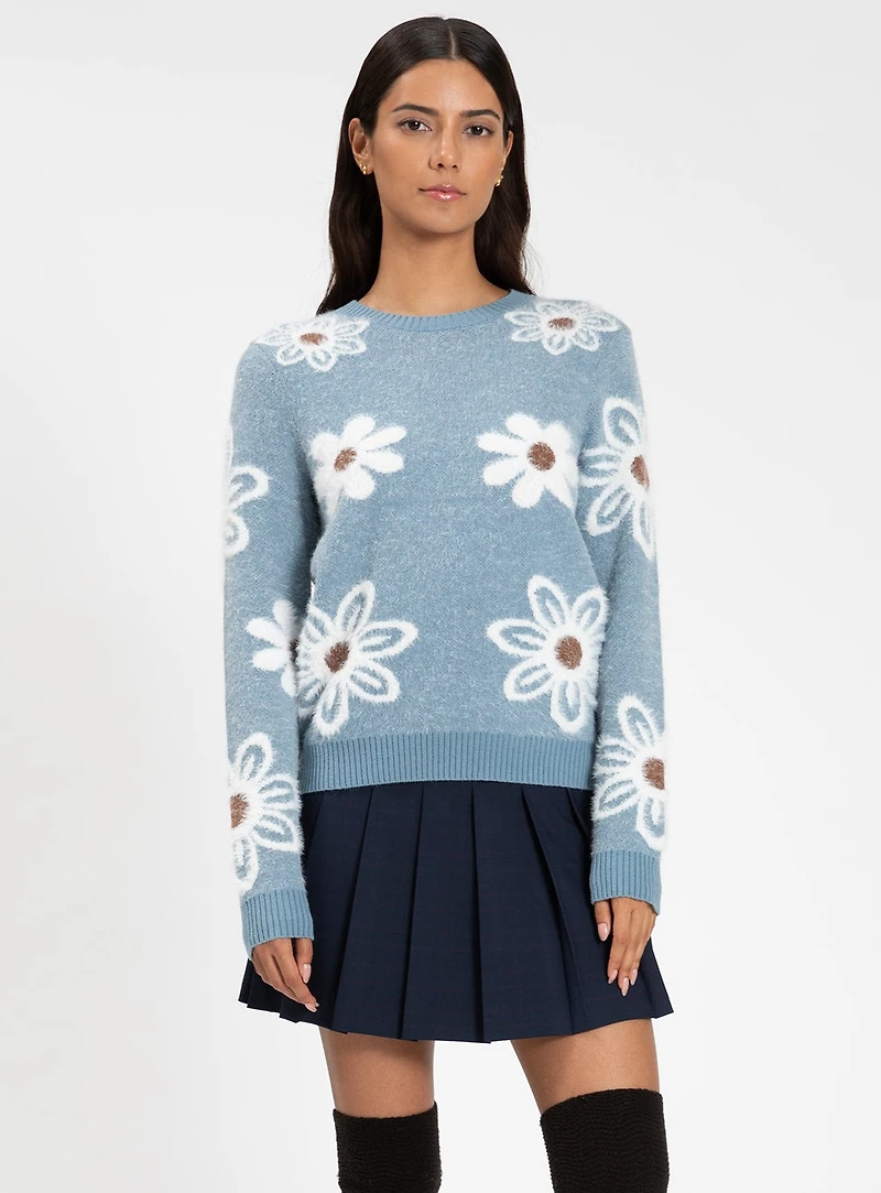 ALINE | Floral Knit Crewneck Sweater