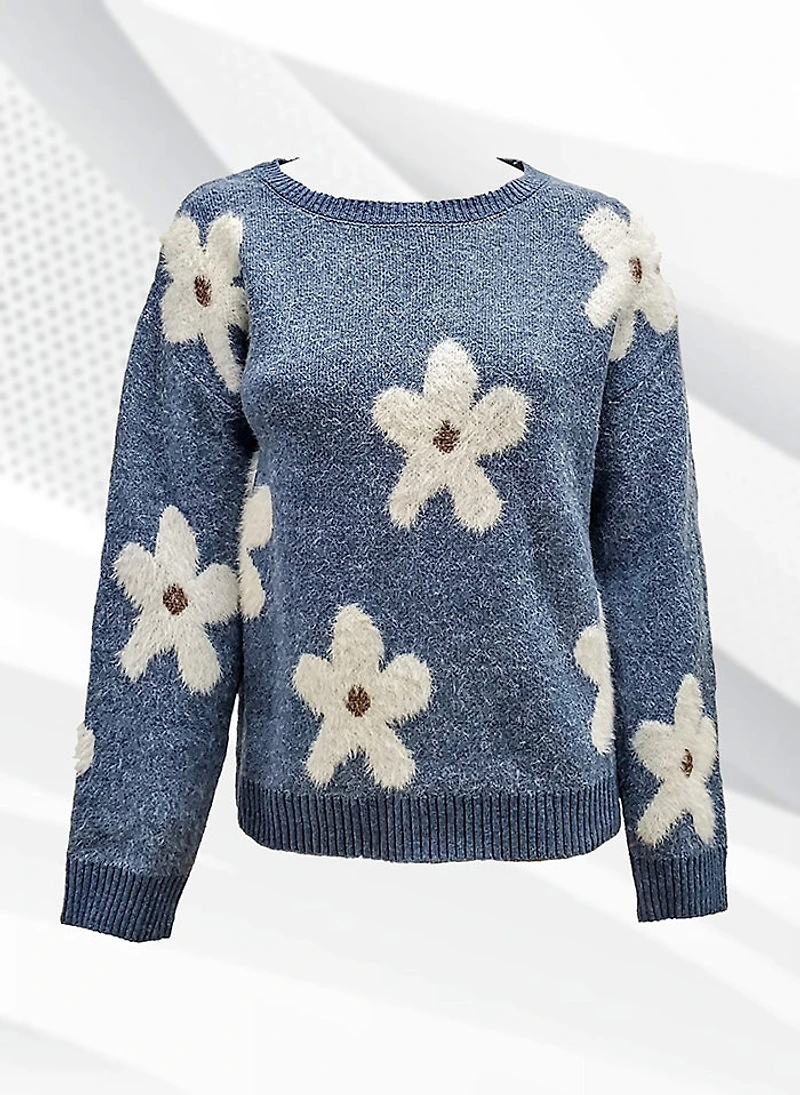 ALINE | Floral Knit Crewneck Sweater