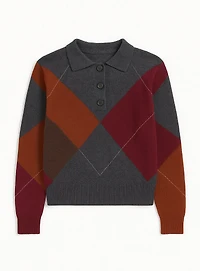 MARTA | Long-Sleeve Argyle Sweater