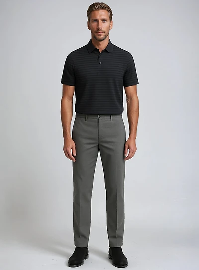 PETER | Semi Fit Striped Pique Polo