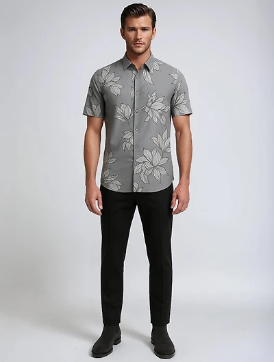 ROBINS | Linen Flower Print Shirt