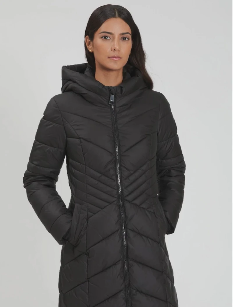 VALENTINA | Star-Stitch Chic Long Puffer Jacket