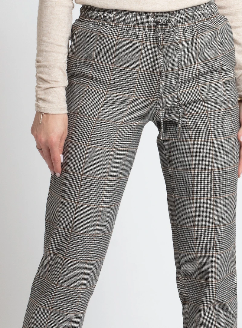 GINA | Drawstring waist ankle length check pant