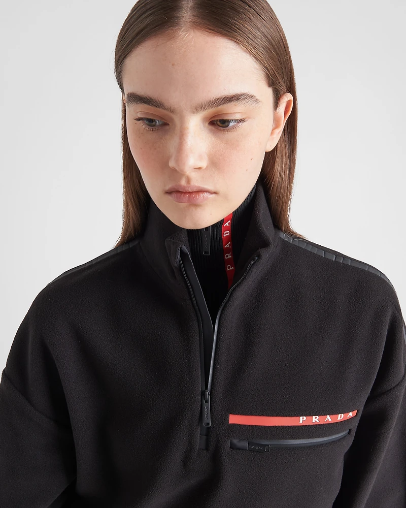 Cropped recycled technical fleece sweatshirt