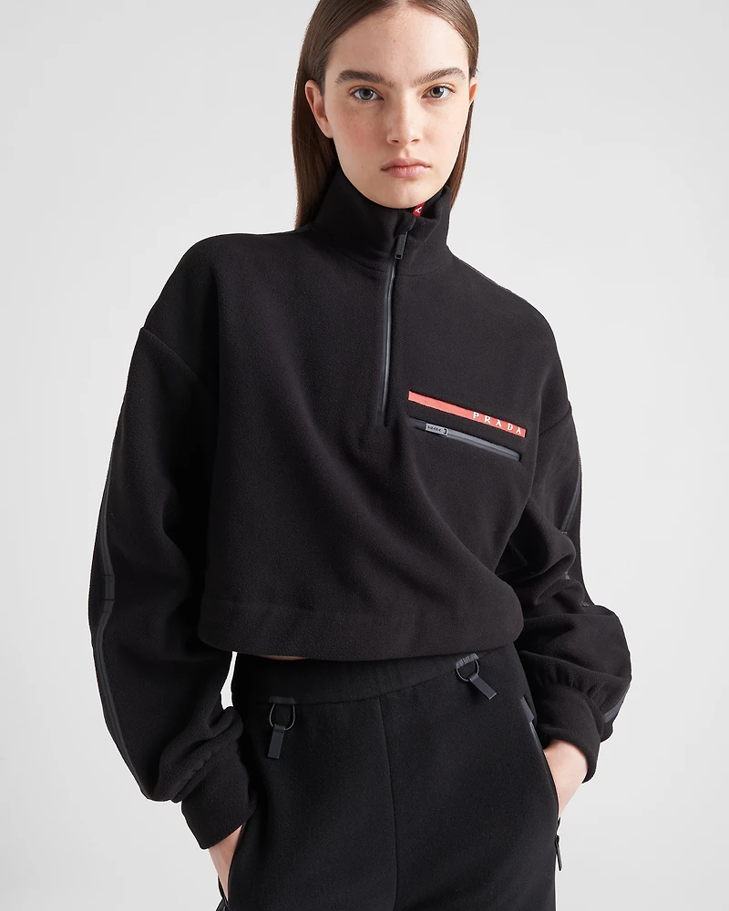 Cropped recycled technical fleece sweatshirt