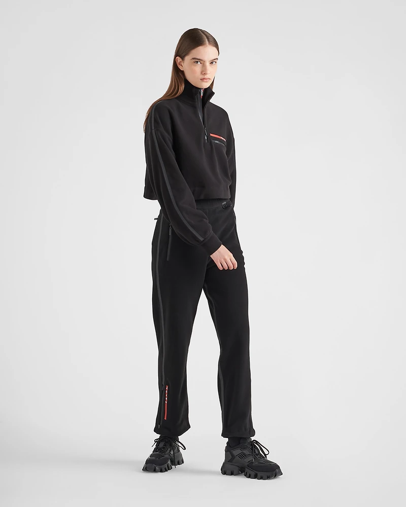 Cropped recycled technical fleece sweatshirt