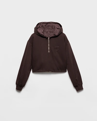 Reversible cotton jersey and Re-Nylon hoodie