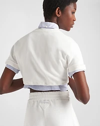 Cropped cotton fleece T-shirt
