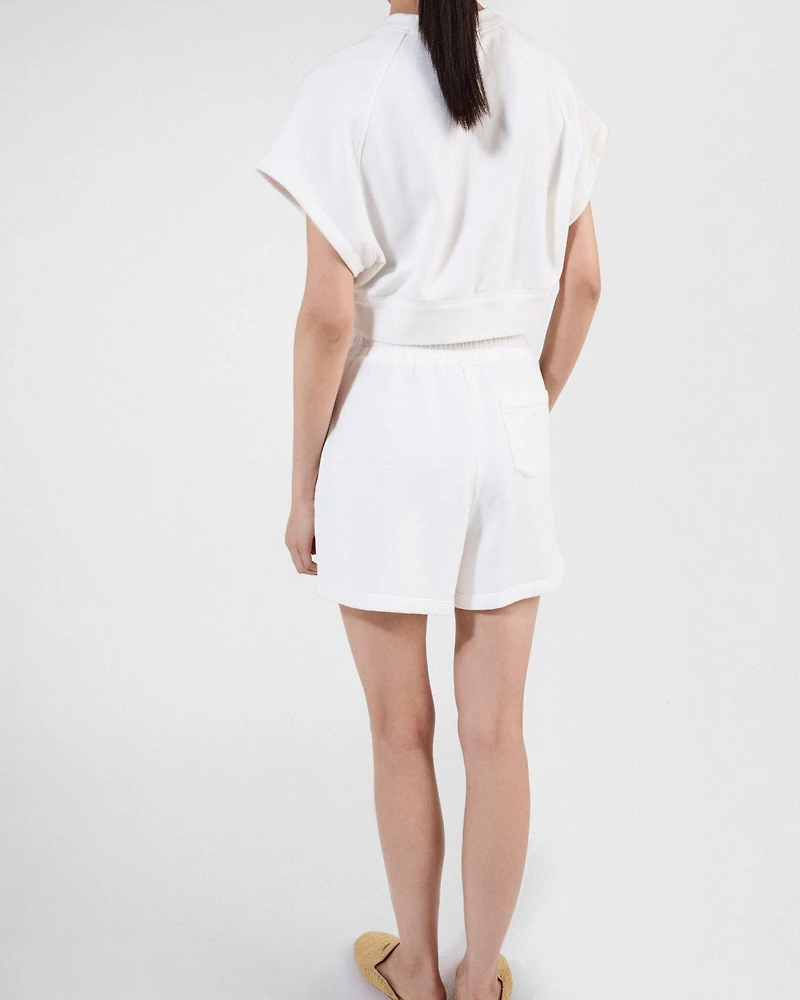 Short-sleeved cotton fleece sweatshirt
