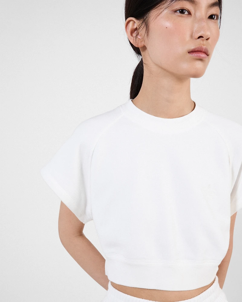 Short-sleeved cotton fleece sweatshirt