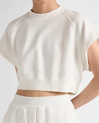 Short-sleeved cotton fleece sweatshirt