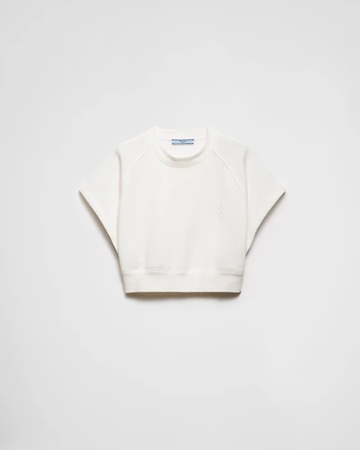 Short-sleeved cotton fleece sweatshirt