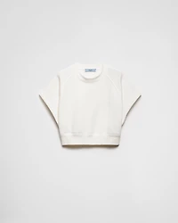 Short-sleeved cotton fleece sweatshirt