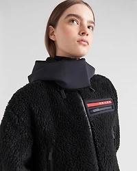 Cropped fleece and recycled technical fabric sweatshirt