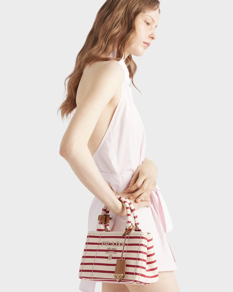 Prada Jardinière mini striped cotton canvas bag