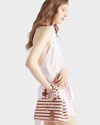 Prada Jardinière mini striped cotton canvas bag