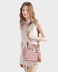 Prada Jardinière mini striped cotton canvas bag