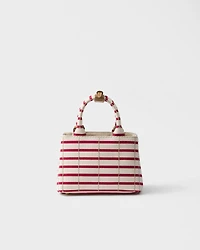 Prada Jardinière mini striped cotton canvas bag