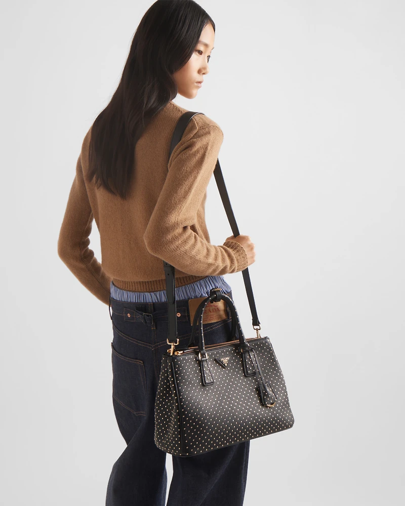Prada Galleria large studded leather bag