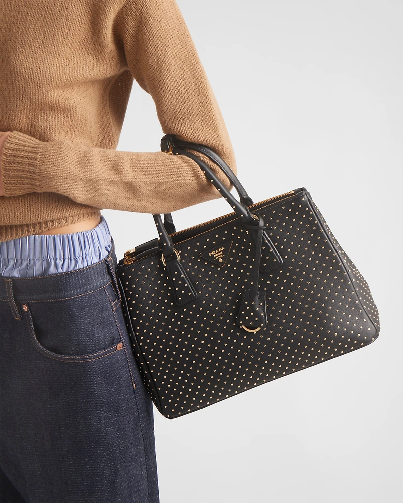 Prada Galleria large studded leather bag