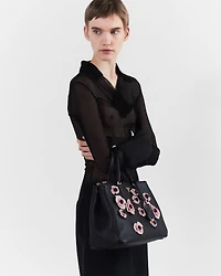 Prada Galleria large leather bag with floral appliqués