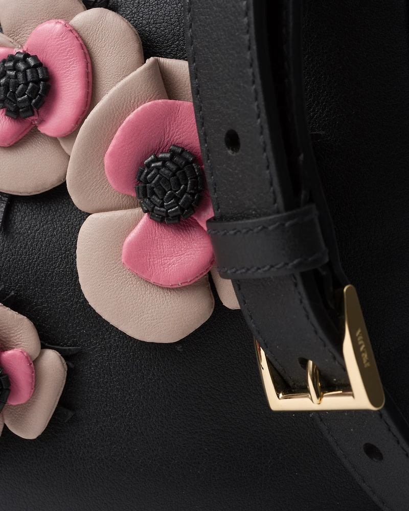 Prada Galleria large leather bag with floral appliqués