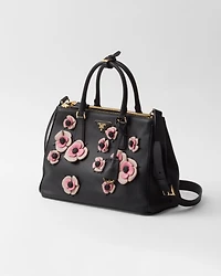 Prada Galleria large leather bag with floral appliqués