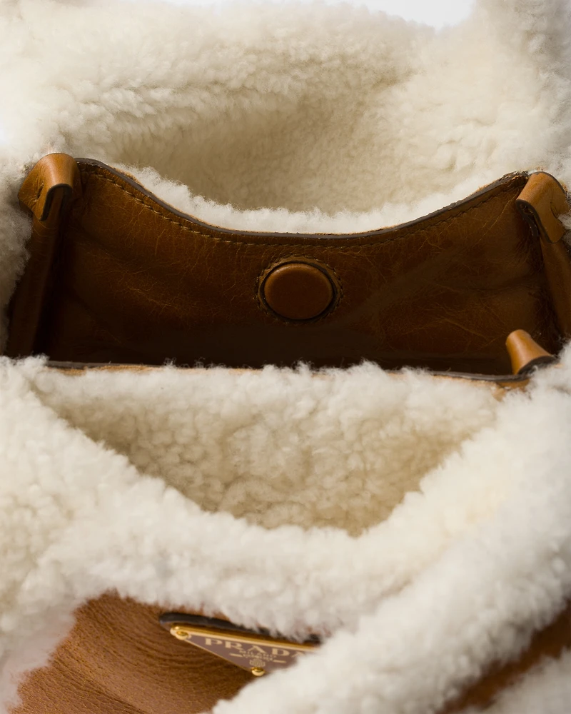 Mini shearling handbag