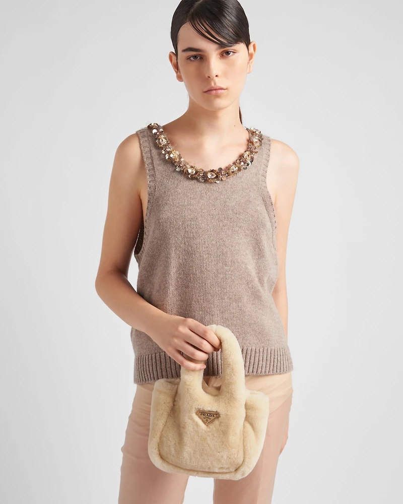Mini shearling handbag