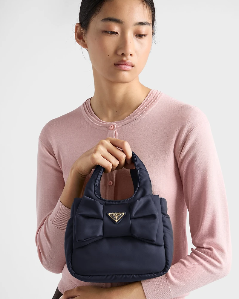 Mini padded Re-Nylon bag with bow