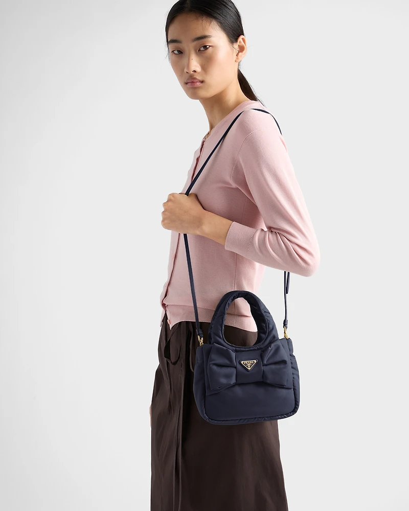 Mini padded Re-Nylon bag with bow