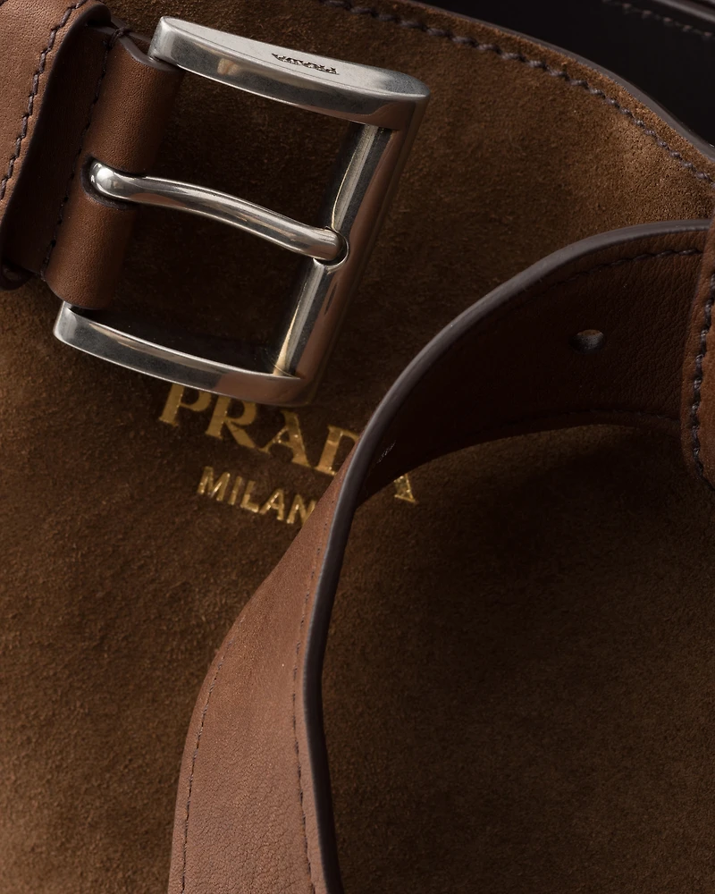 Prada Buckle large suede bag with belt
