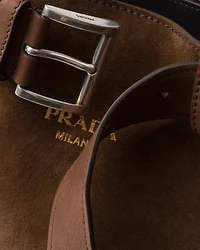 Prada Buckle large suede bag with belt