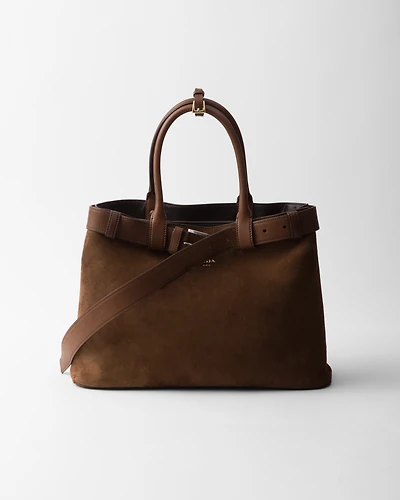 Prada Buckle large suede bag with belt