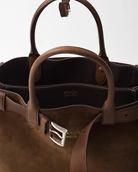 Prada Buckle large suede bag with belt