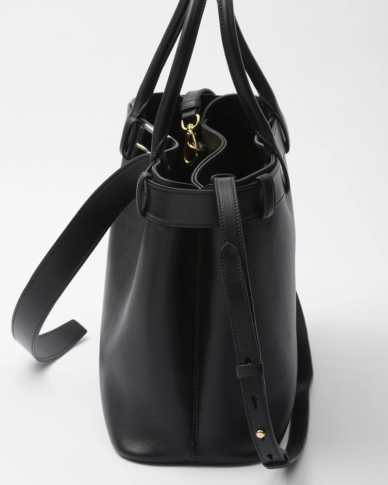 Prada Buckle large leather handbag with belt
