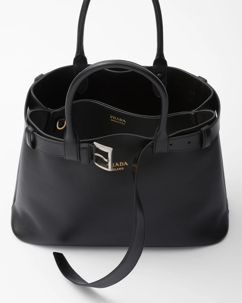Prada Buckle large leather handbag with belt