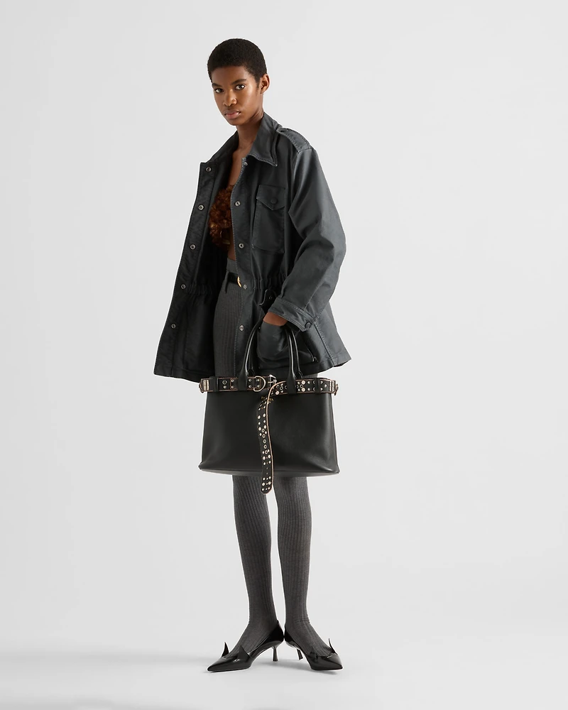 Prada Buckle leather bag with studded belt