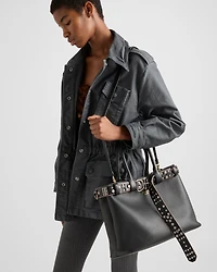Prada Buckle leather bag with studded belt