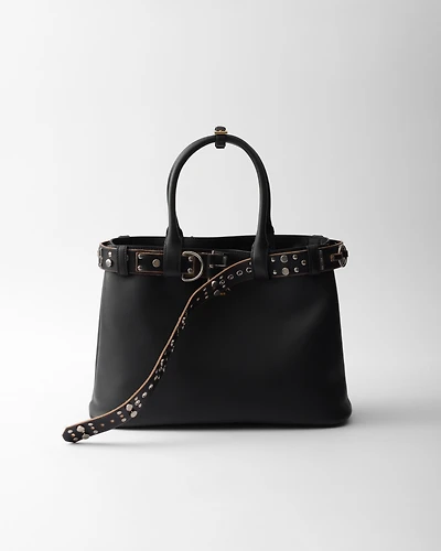 Prada Buckle leather bag with studded belt