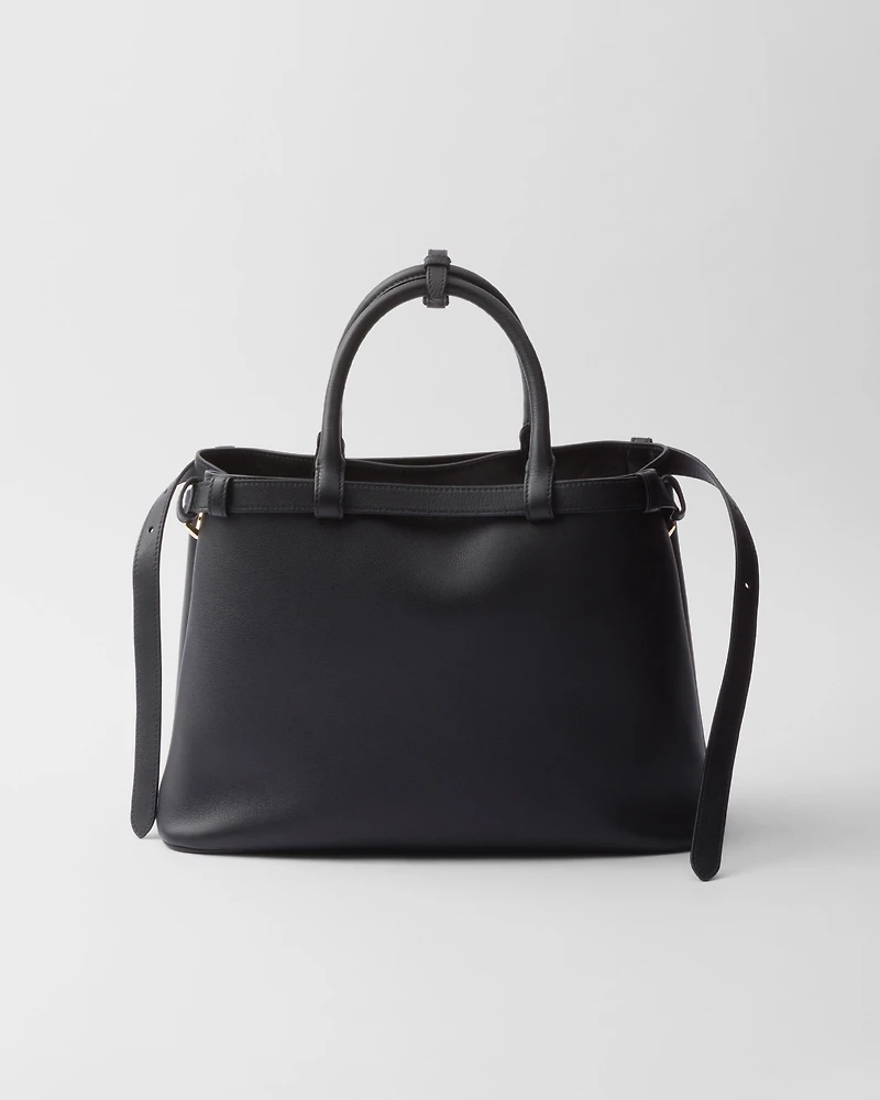 Prada Buckle leather handbag with double belt