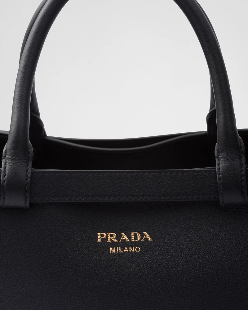Prada Buckle leather handbag with double belt