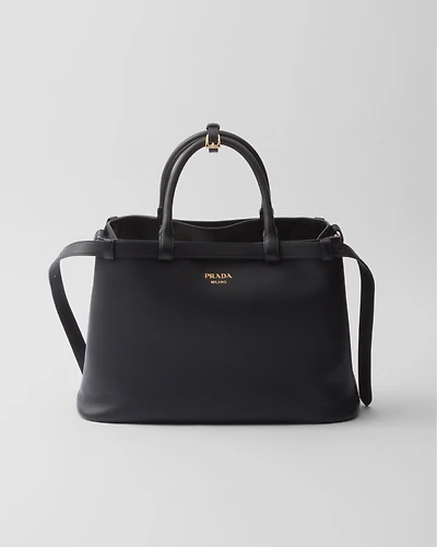 Prada Buckle leather handbag with double belt