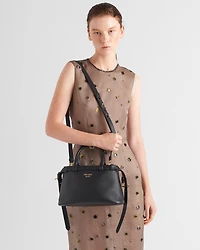 Prada Buckle leather handbag with double belt