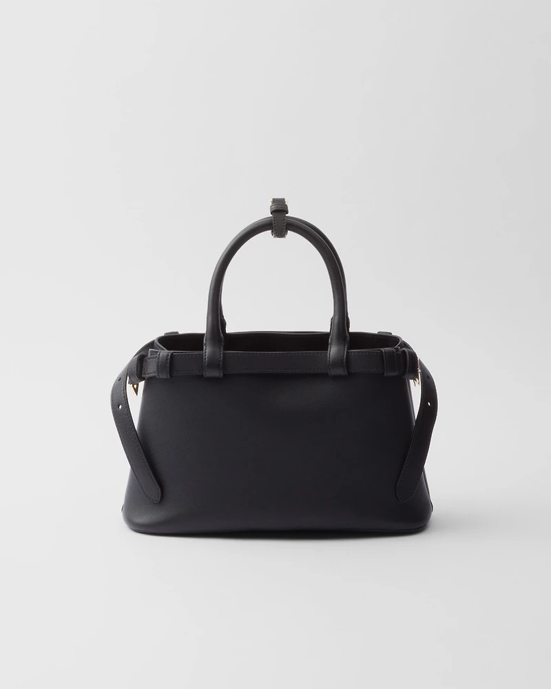 Prada Buckle leather handbag with double belt