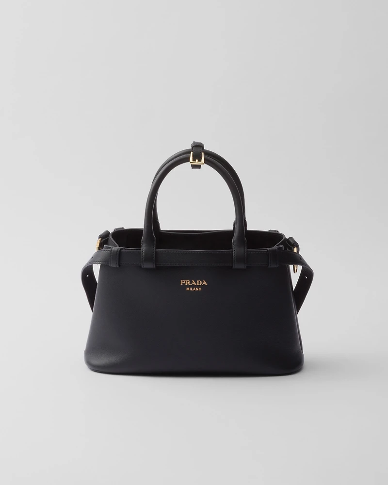 Prada Buckle leather handbag with double belt