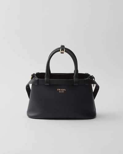 Prada Buckle leather handbag with double belt