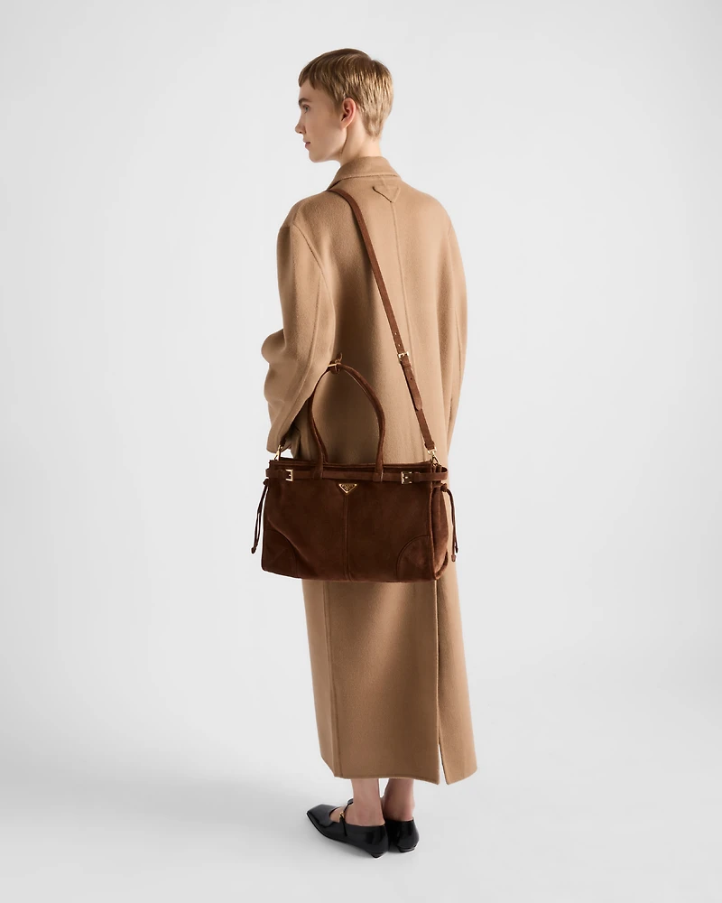 Prada Bonnie large suede handbag